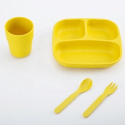 Biodegradable bamboo fiber tableware plate for kids